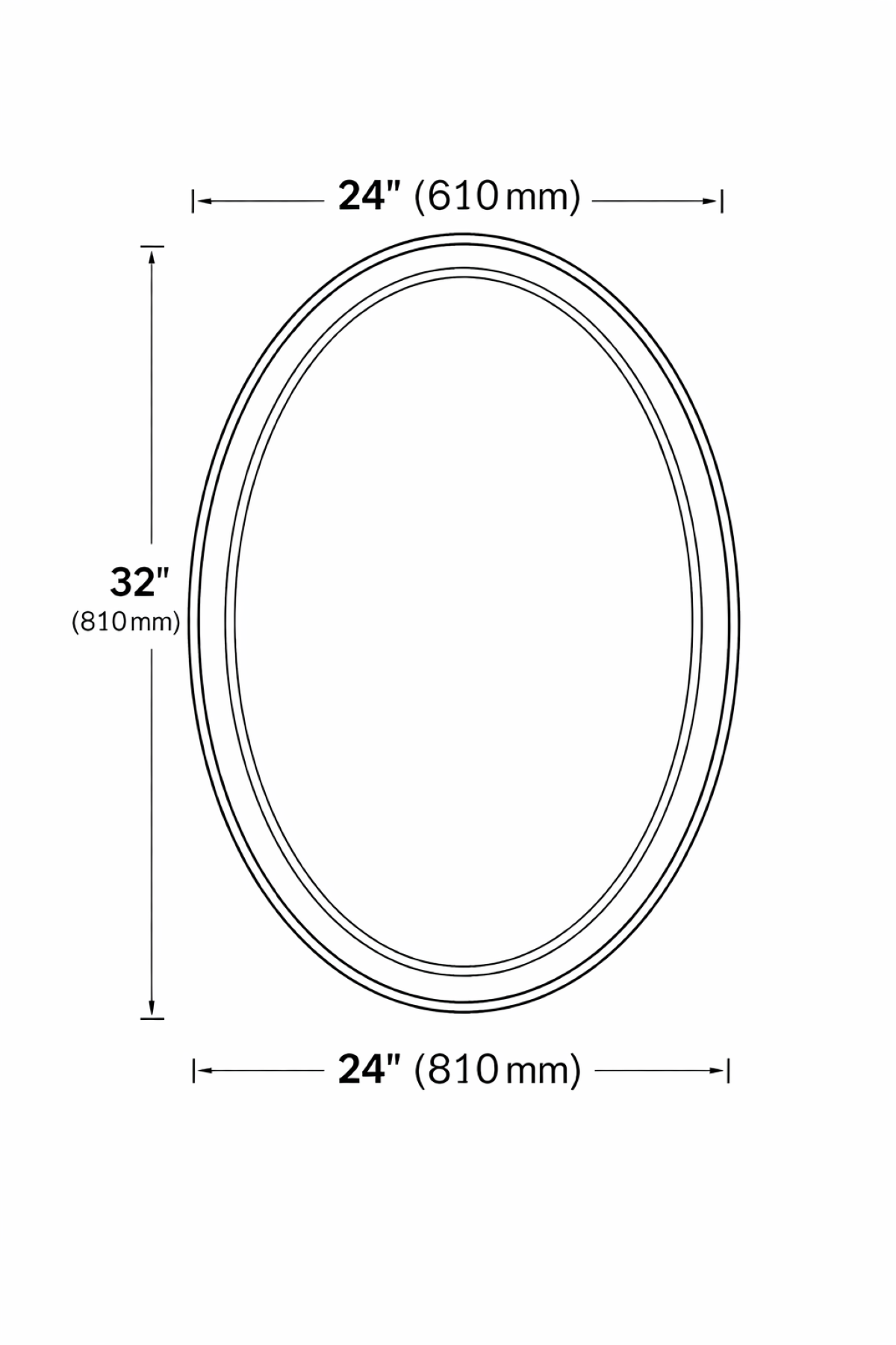 Mango Oval LED Bathroom Mirror, Dimmable 3-Color Light, 24 x 32 Inch