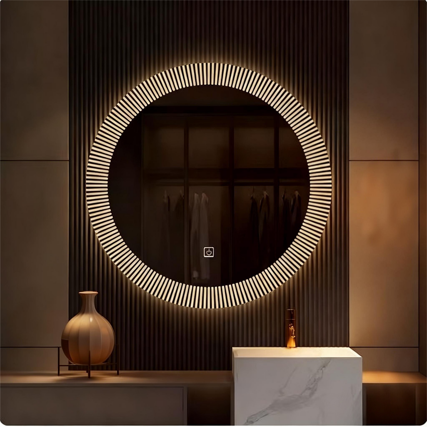 Mango 24 Inch Round LED Bathroom Mirror with Dimmable 3-Color Light