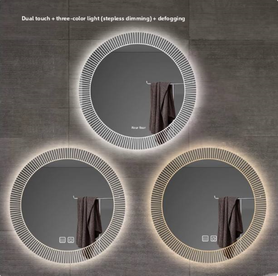 Mango 24 Inch Round LED Bathroom Mirror with Dimmable 3-Color Light