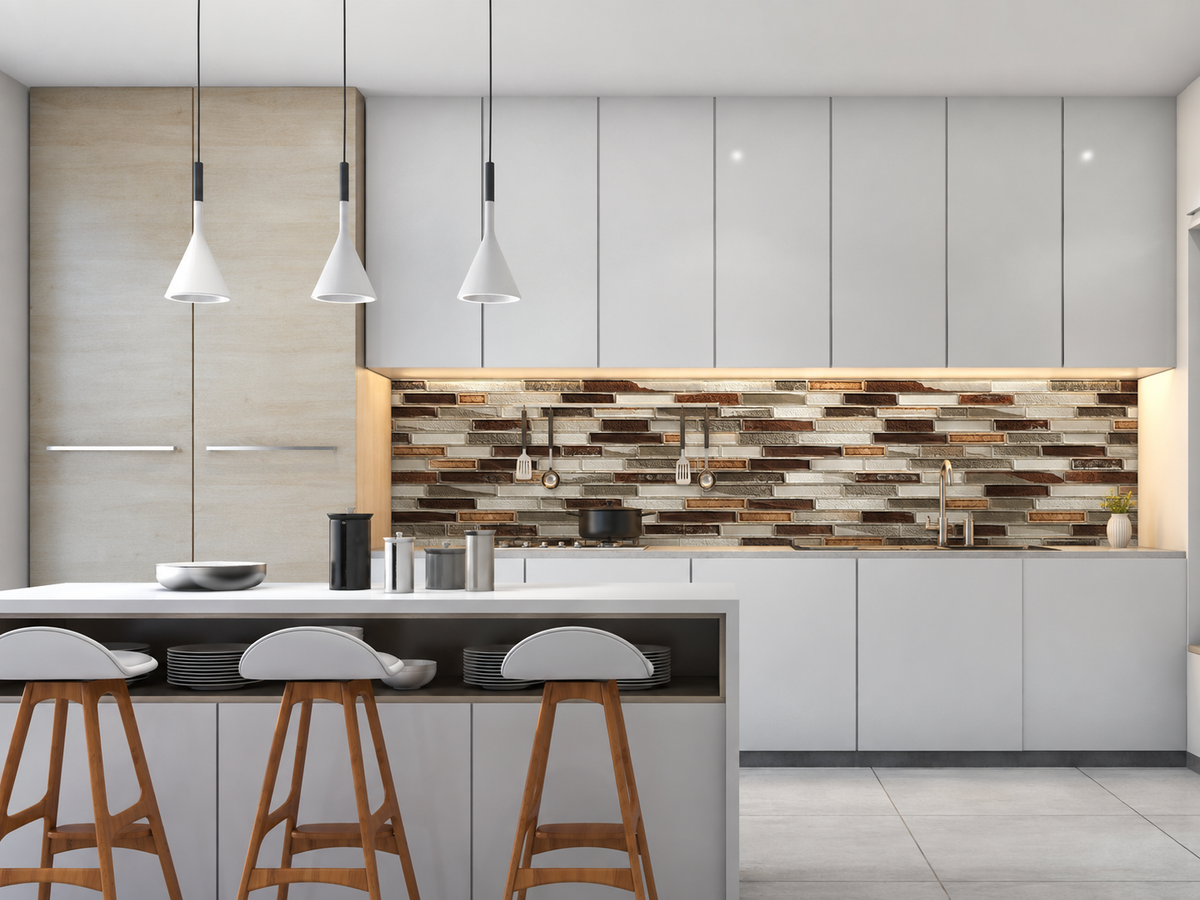 GLACIER MOCHA STRIPS Backsplash Mosaic Floor and Wall tile  (12x12 inch) MG835
