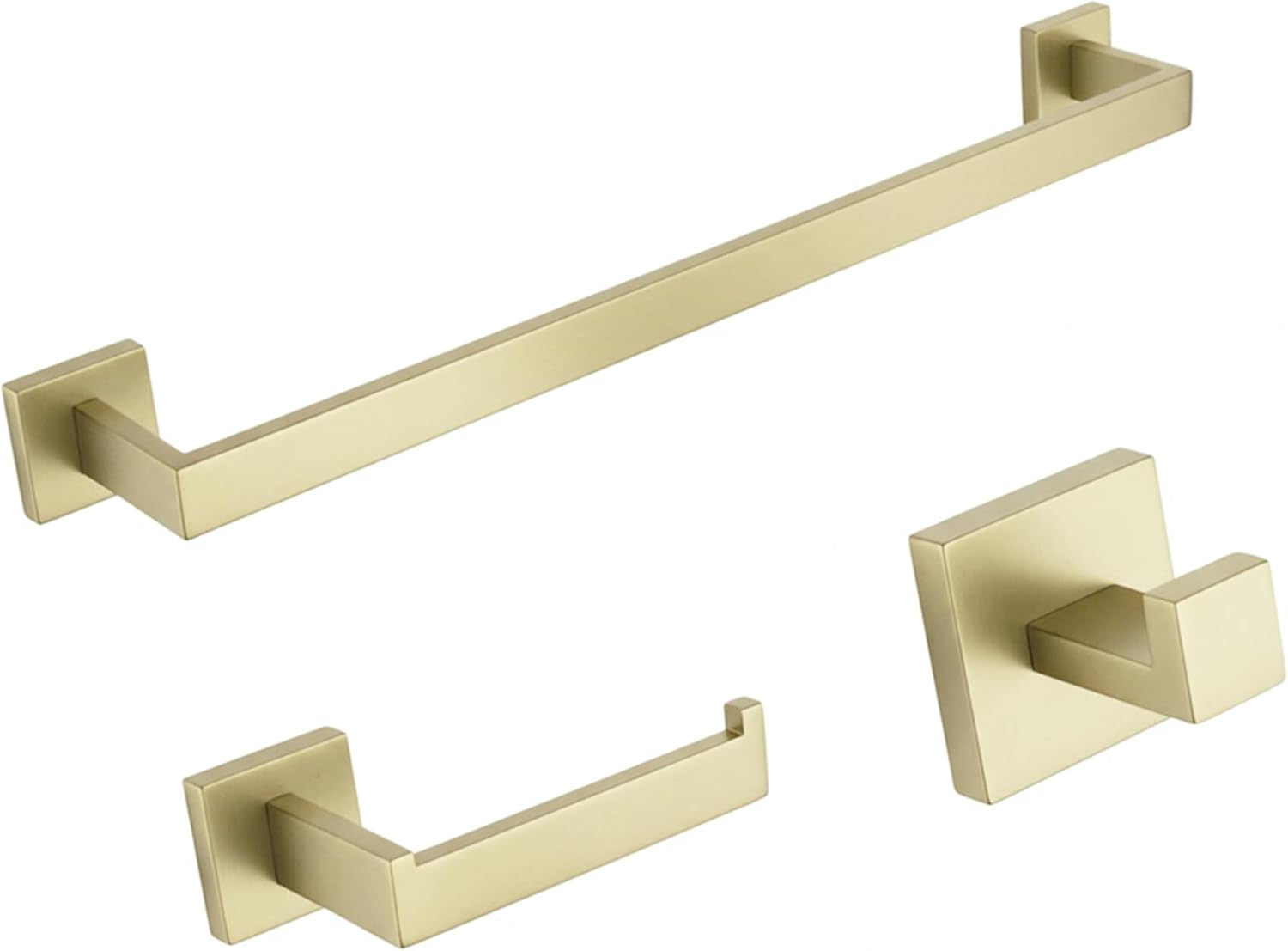 Towel Rack Set - Premium SUS304 Stainless Steel Towel Holder, Hand Towel Holder, Rustproof Bathroom Accessories - Includes 24" Bar, 6.5" Toilet Paper Holder, 2" Hook (Gold)