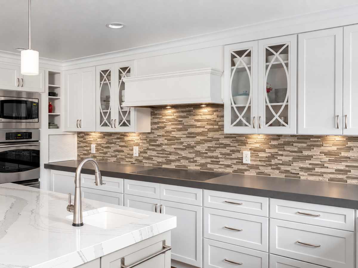 TEXAS VANILLA STONE GLASS MIX Strips Backsplashes Wall tiles (10x10 inch) RM060