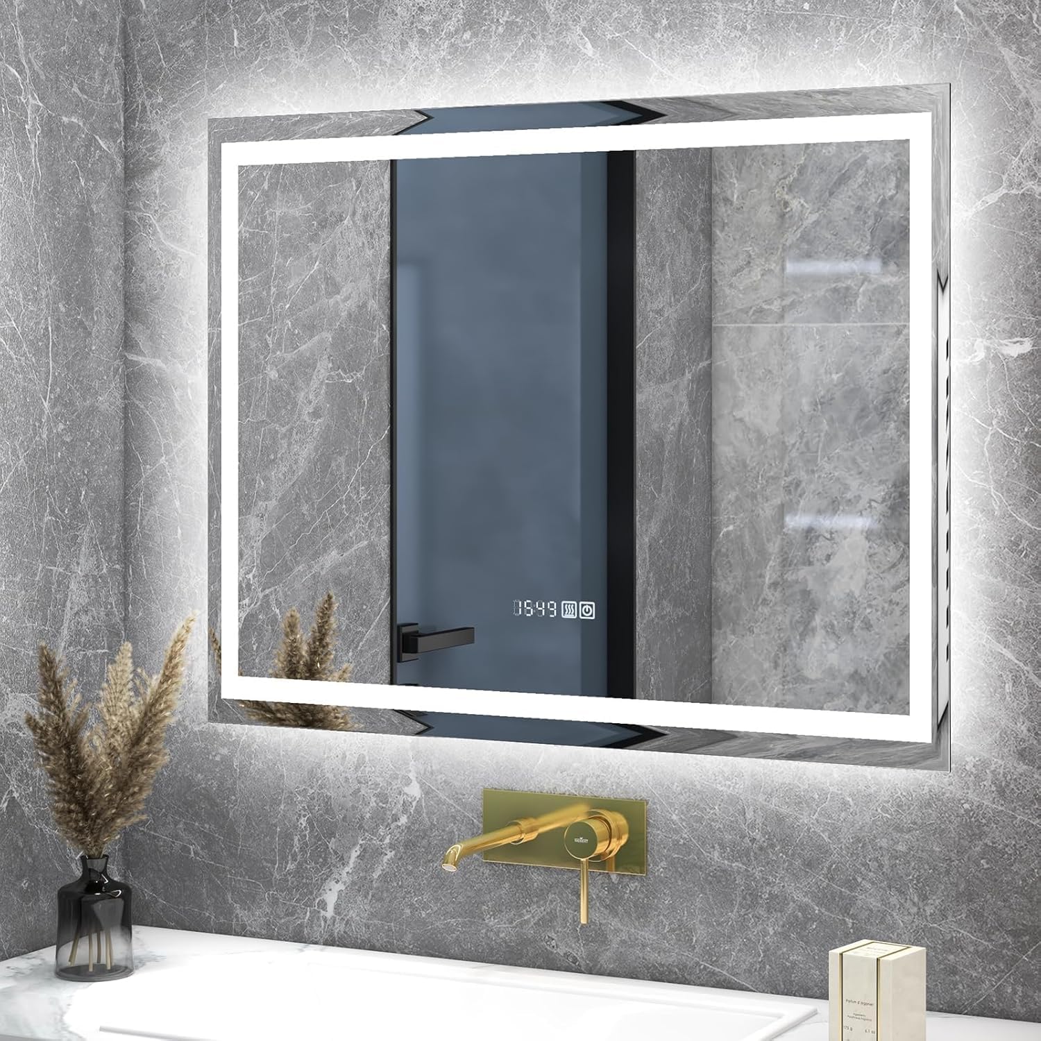 Mango Arched LED Bathroom Mirror, Anti-Fog, Dimmable 3-Color Light, 30 x 32 Inch