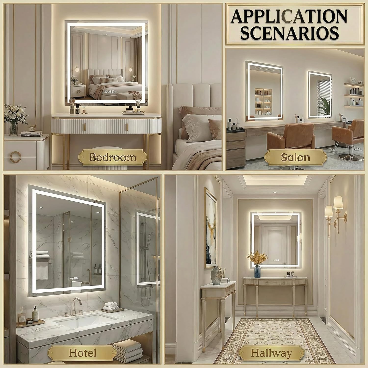 Mango Arched LED Bathroom Mirror, Anti-Fog, Dimmable 3-Color Light, 30 x 32 Inch