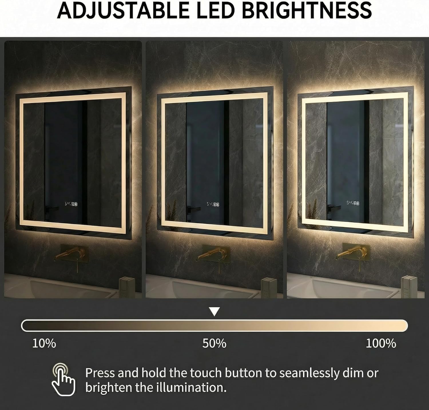Mango Arched LED Bathroom Mirror, Anti-Fog, Dimmable 3-Color Light, 30 x 32 Inch