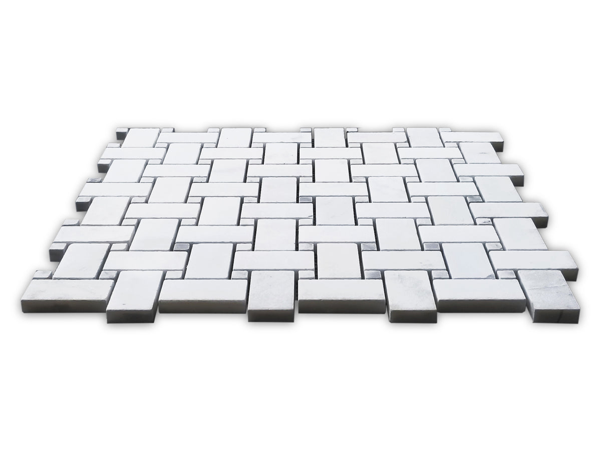 Oriental White Basket Weave Matt Marble Backsplashes Floor & Wall Tiles ( 12x12 inch) MG606