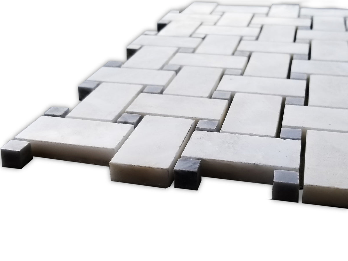 Oriental White Basket Weave Matt Marble Backsplashes Floor & Wall Tiles ( 12x12 inch) MG606
