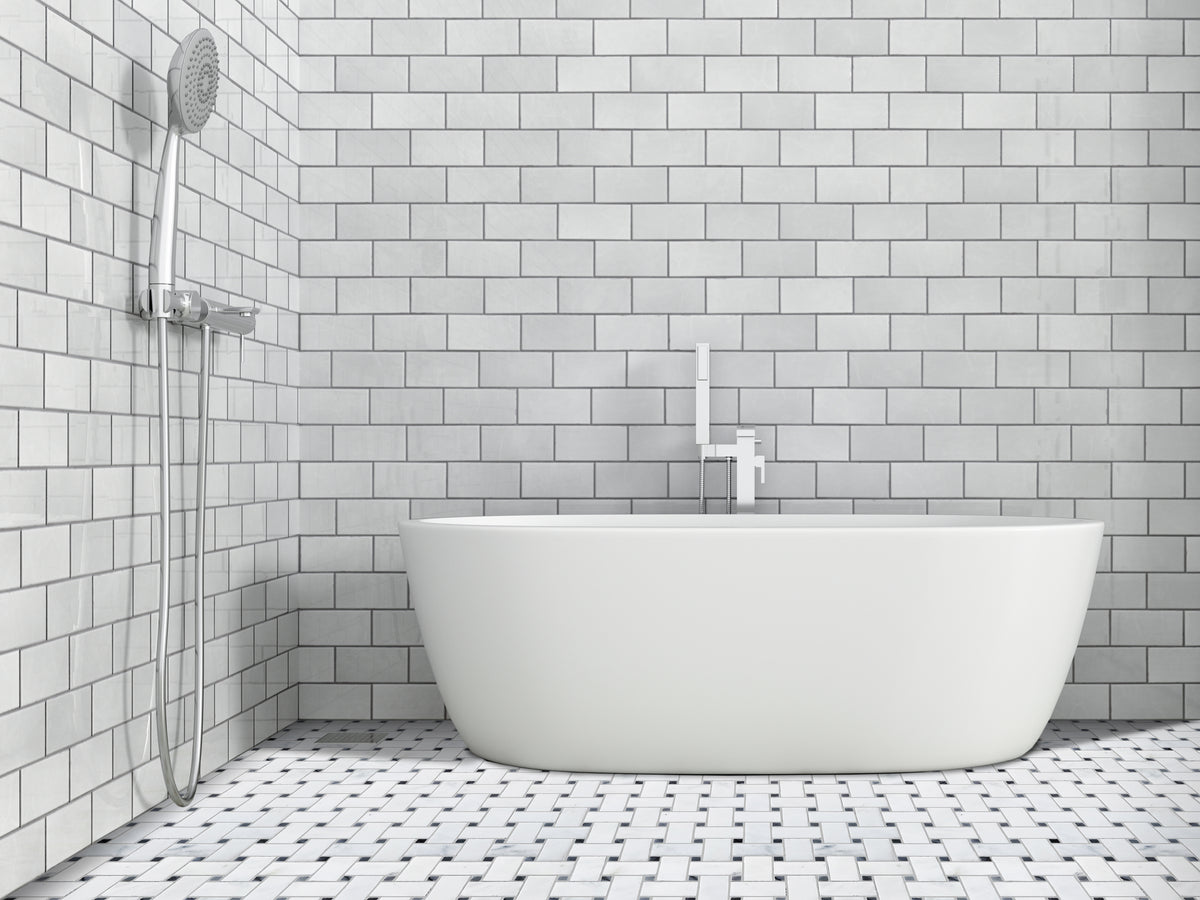 Oriental White Basket Weave Polished Marble Backsplashes Floor & Wall Tiles ( 12x12 inch) MG608