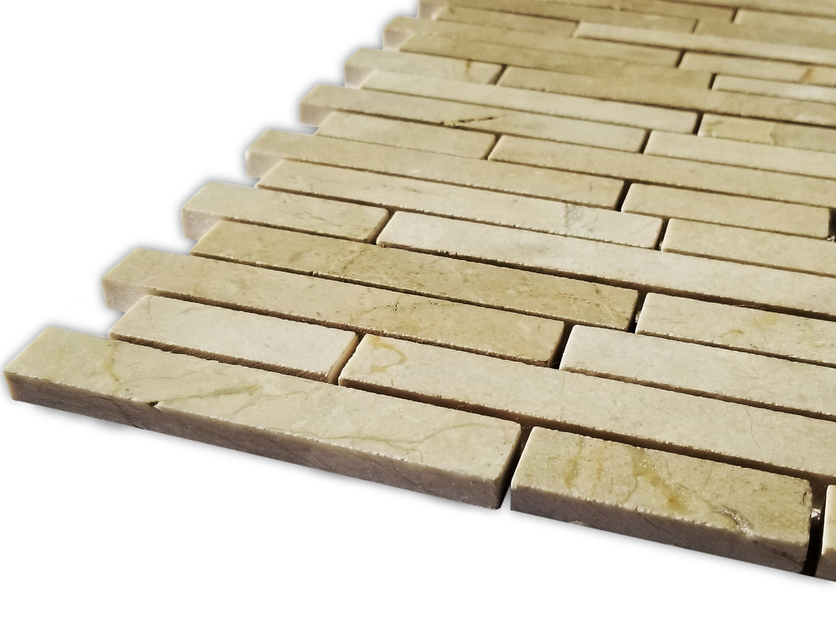CREMA MARFIL STRIPS Marble Backsplash Mosaic Floor & Wall Tiles(12x12 inch) CMS-48321