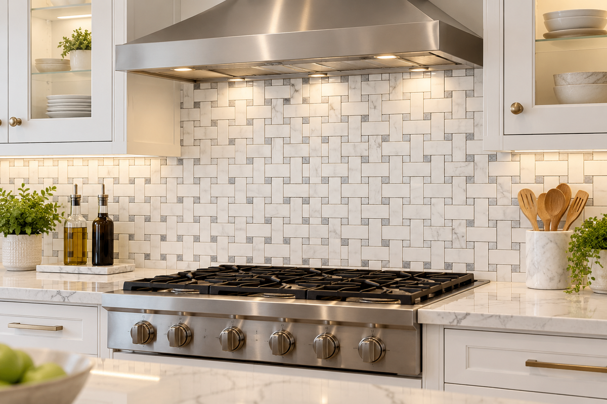 Basket Weave 8mm Marble Backsplashes Floor & Wall Tiles ( 12x12 inch) MG6010