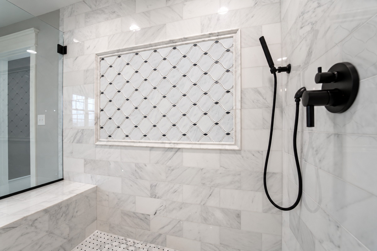 COCONUT GREY With WHITE LINE Luxurious Marble Backsplashes Wall tiles (10x11 inch)MG956