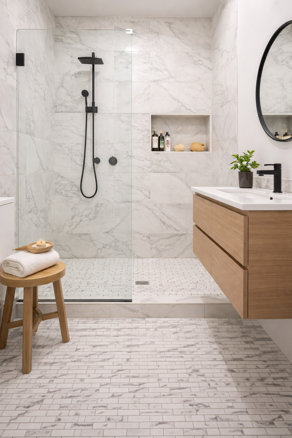Staturio white 1x3 mini-subway Pattern Marble Backsplash Mosaic Floor & Wall Tiles (12x12 inch) MG5941