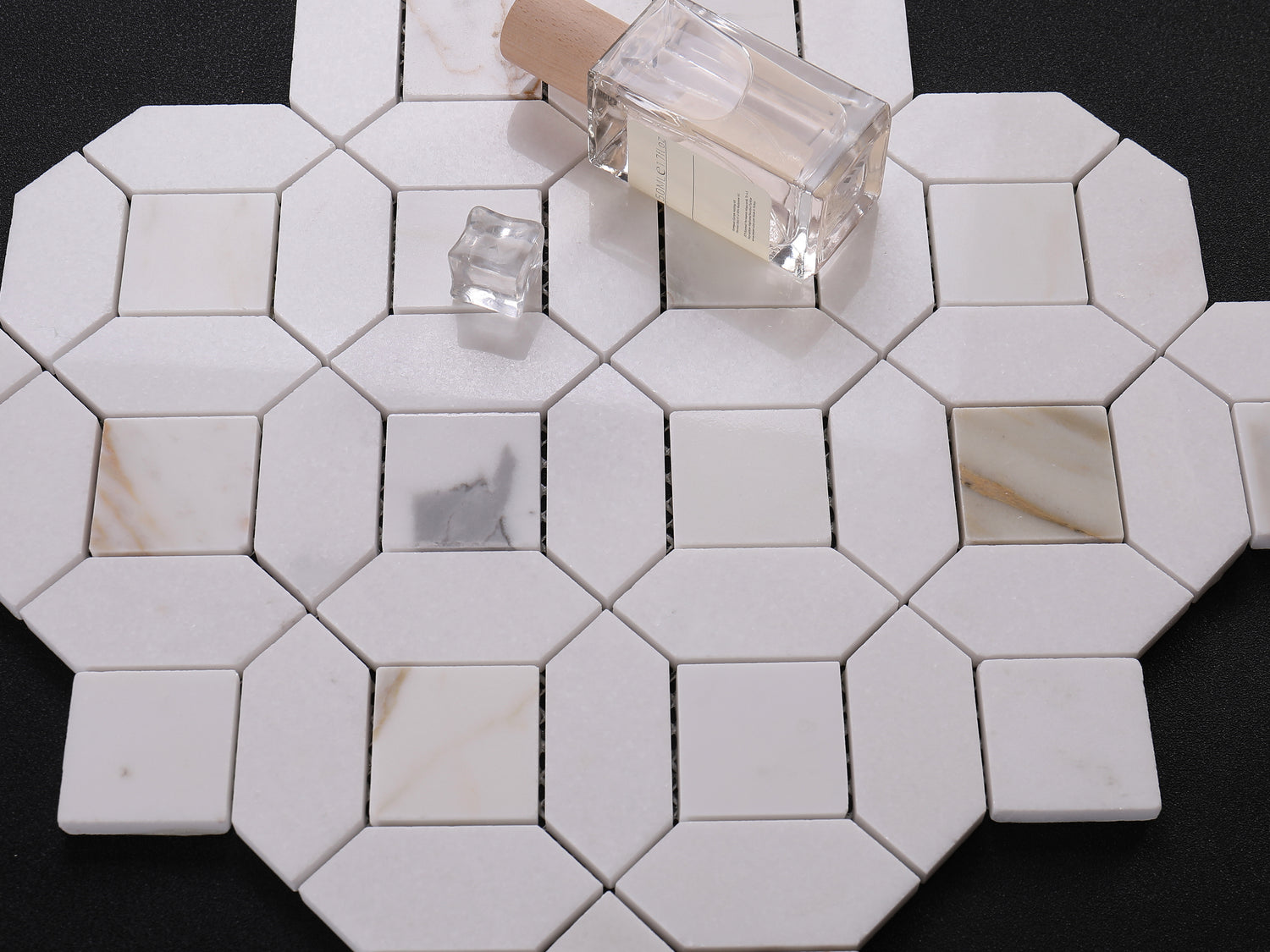 Diamonds are forever Calaccata Gold Marble Geometric Backsplash Floor and Wall Tiles (12x12 inch) DP5917