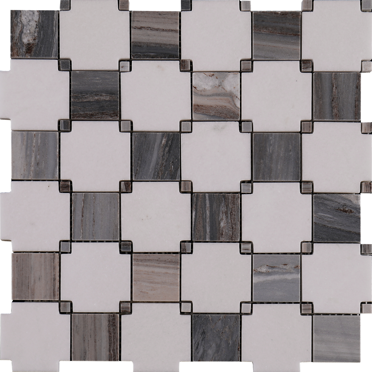 Chessboard White Brown Marble Backsplash Mosaic Floor and Wall Tiles (12x12 inch) DP5931