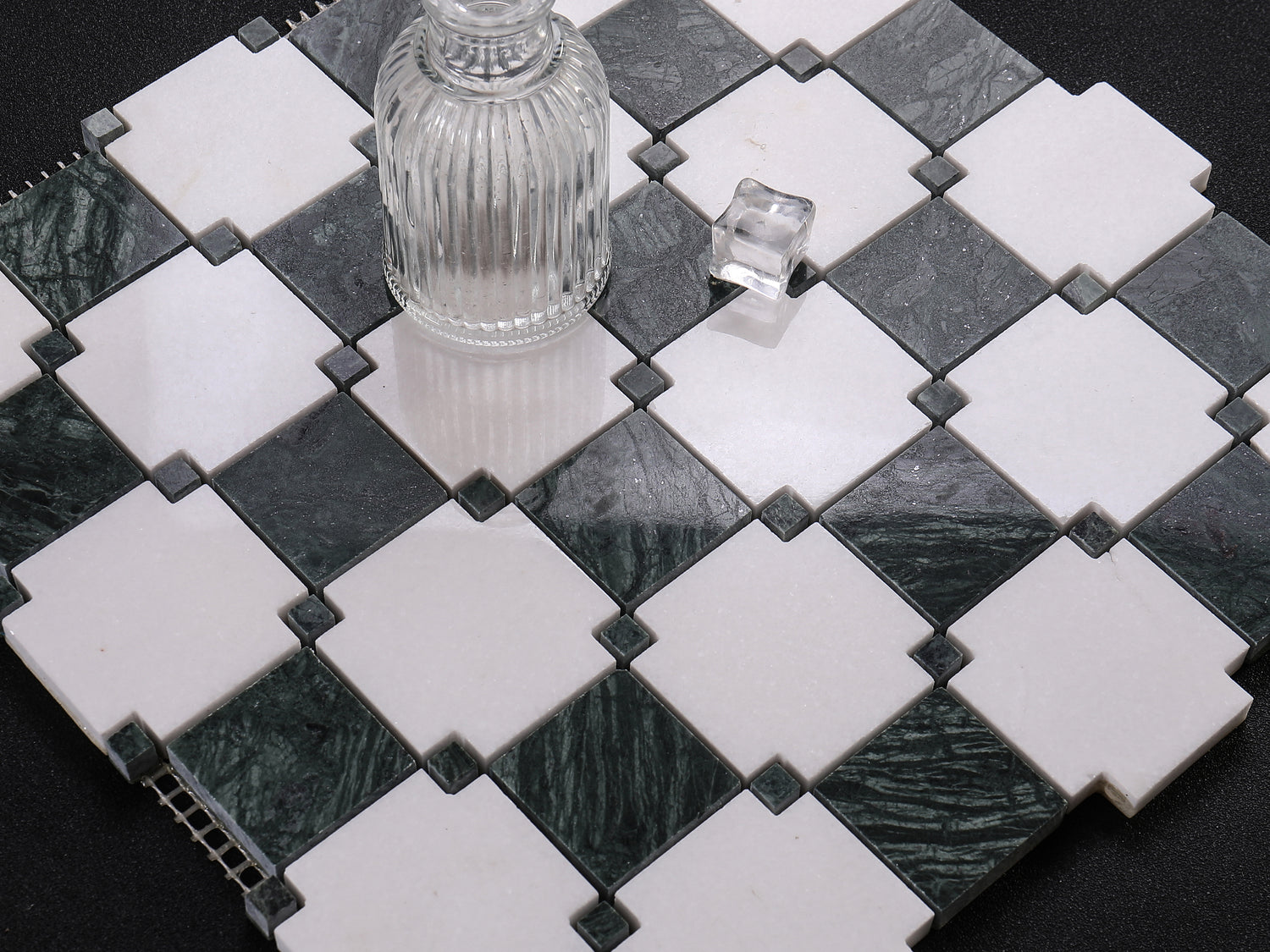 Chessboard Black and White Marble Backsplash Floor and Wall Tiles (12x12 inch) DP5935