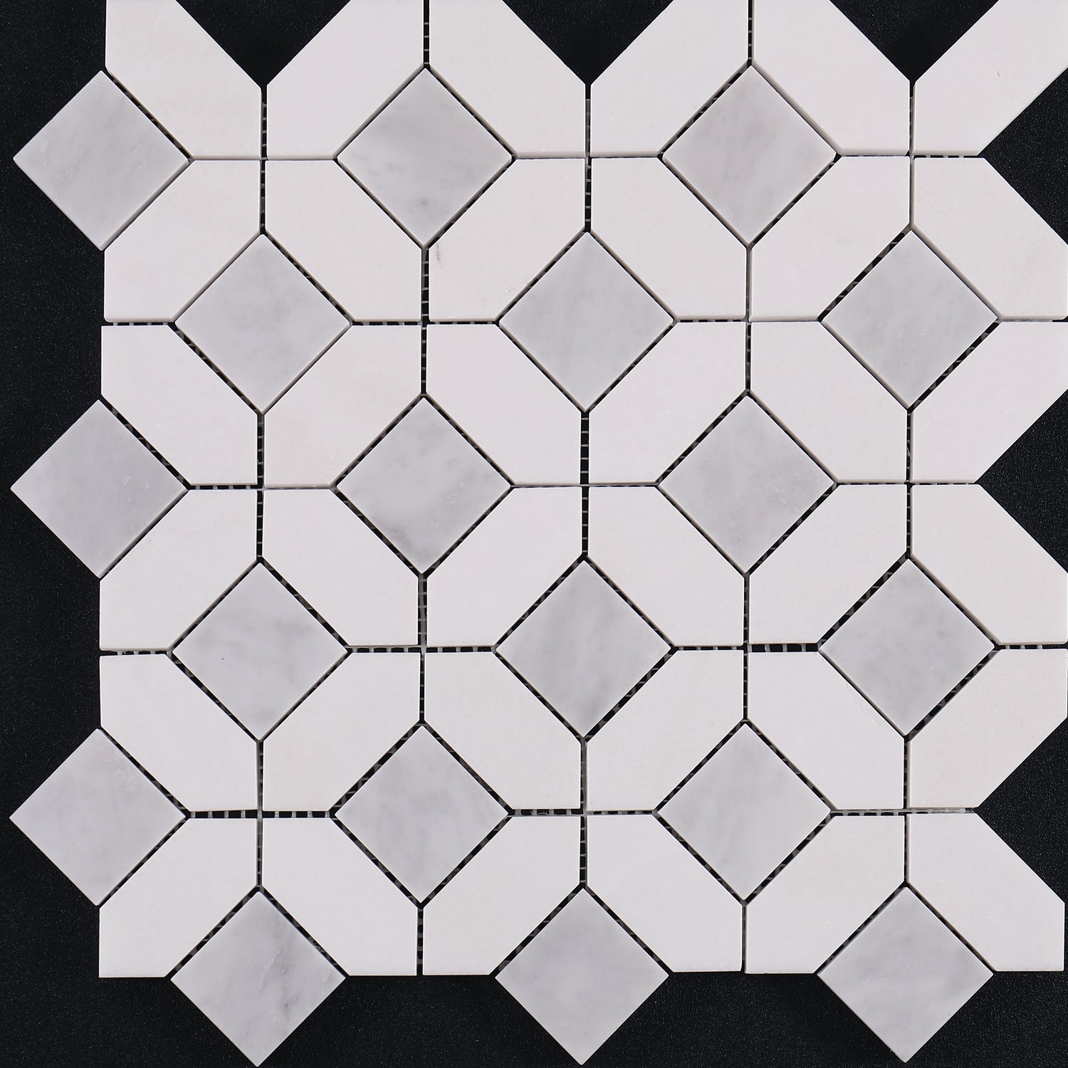Diamond forever. White and Grey Marble Interlock Backsplash Floor and Wall Tiles (12x12 inch) DP5954