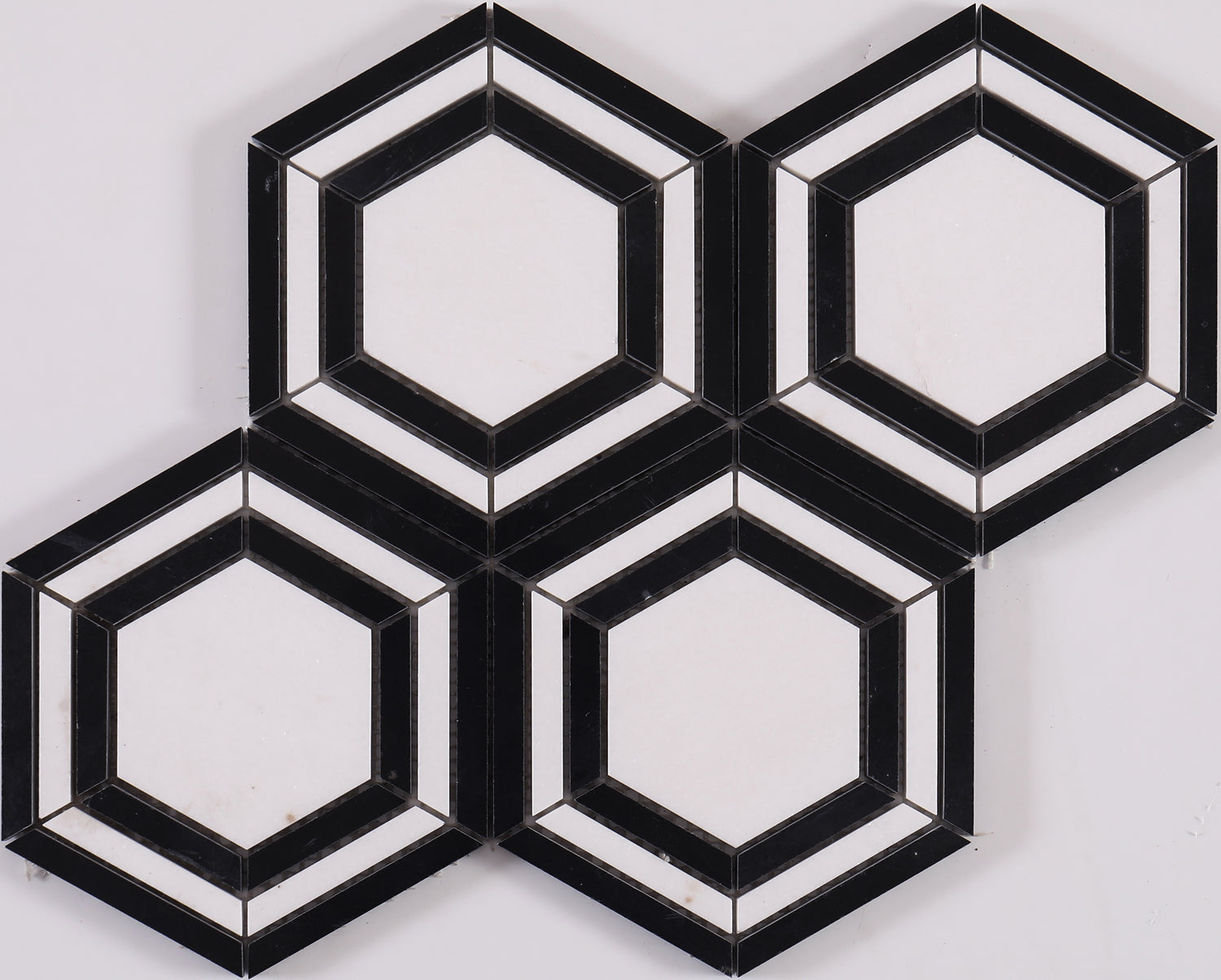 Classic Black and White Geometric Hexagon Marbel Backsplash Floor and Wall Tiles (12x12 inch)DP5961