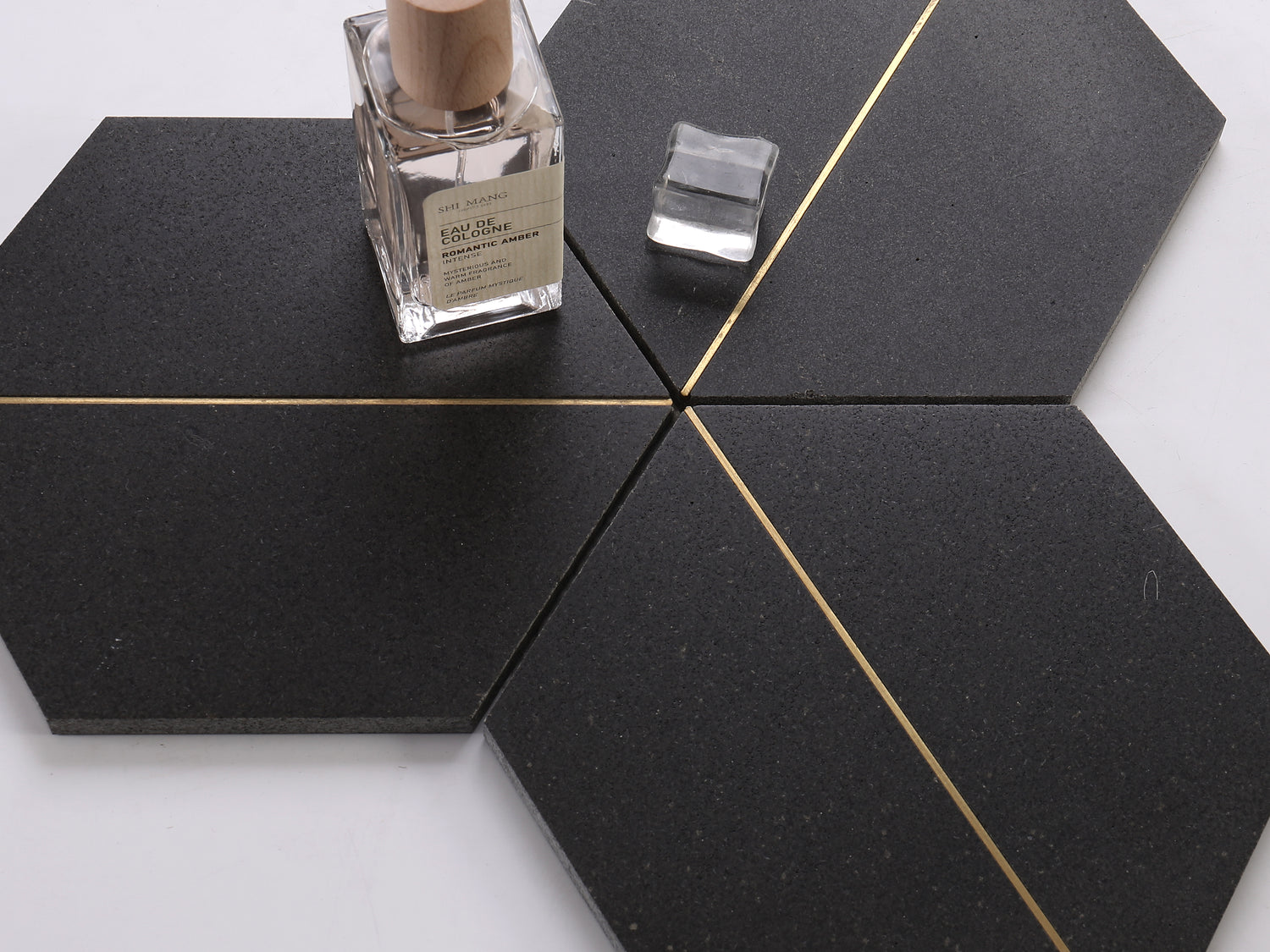 6" Hex Classic Black marble with Gold Accent Backsplash Mosaic Floor and Wall Tiles (7.6X12 inch) DP8693