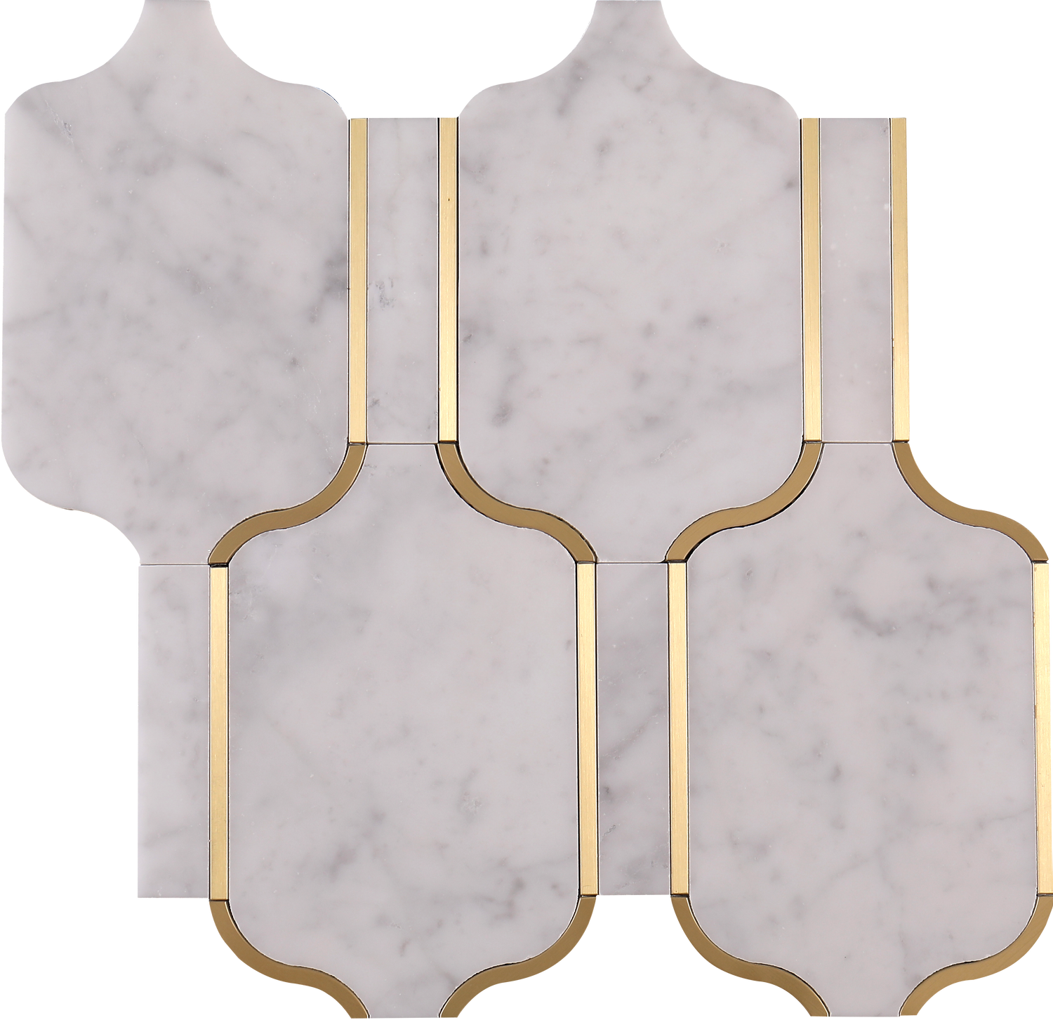 Artistic Carrara White with Gold Accent Lantern Marble Backsplash Mosaic Floor and Wall tiles (12x12 inch) DP5928