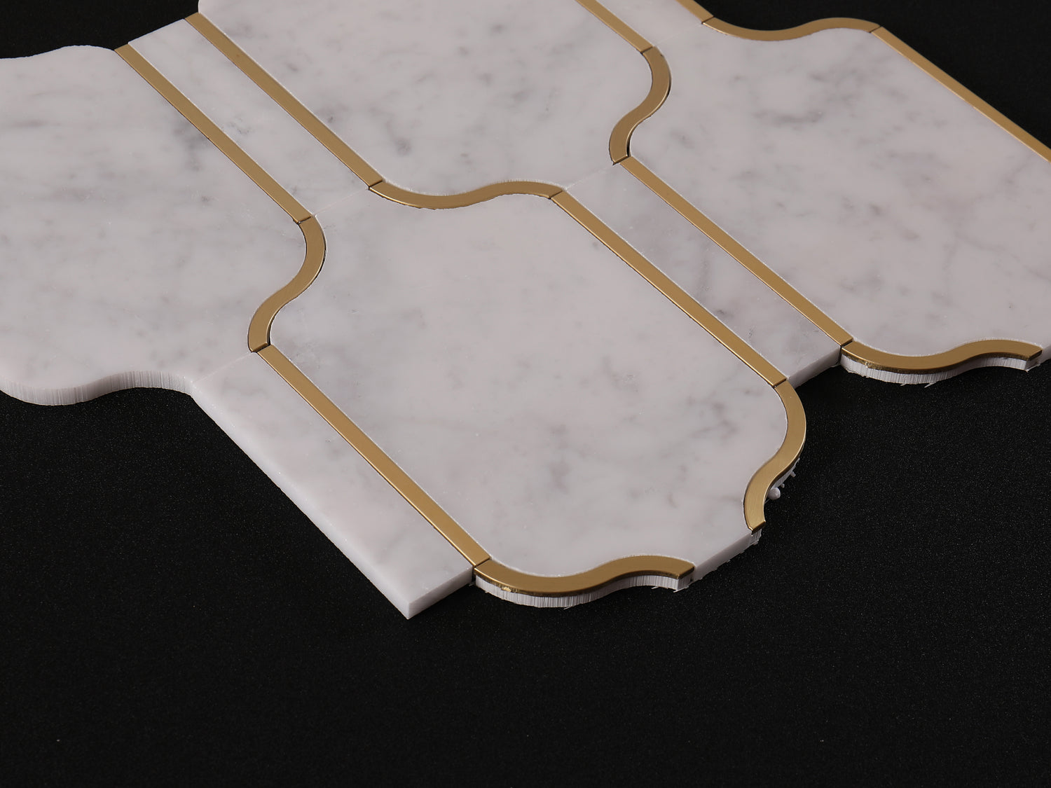 Artistic Carrara White with Gold Accent Lantern Marble Backsplash Mosaic Floor and Wall tiles (12x12 inch) DP5928