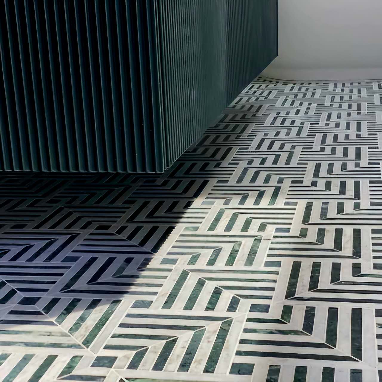 Green & White Marble Backsplash Mosaic Floor and Wall Tiles (12x12 inch) DP6011
