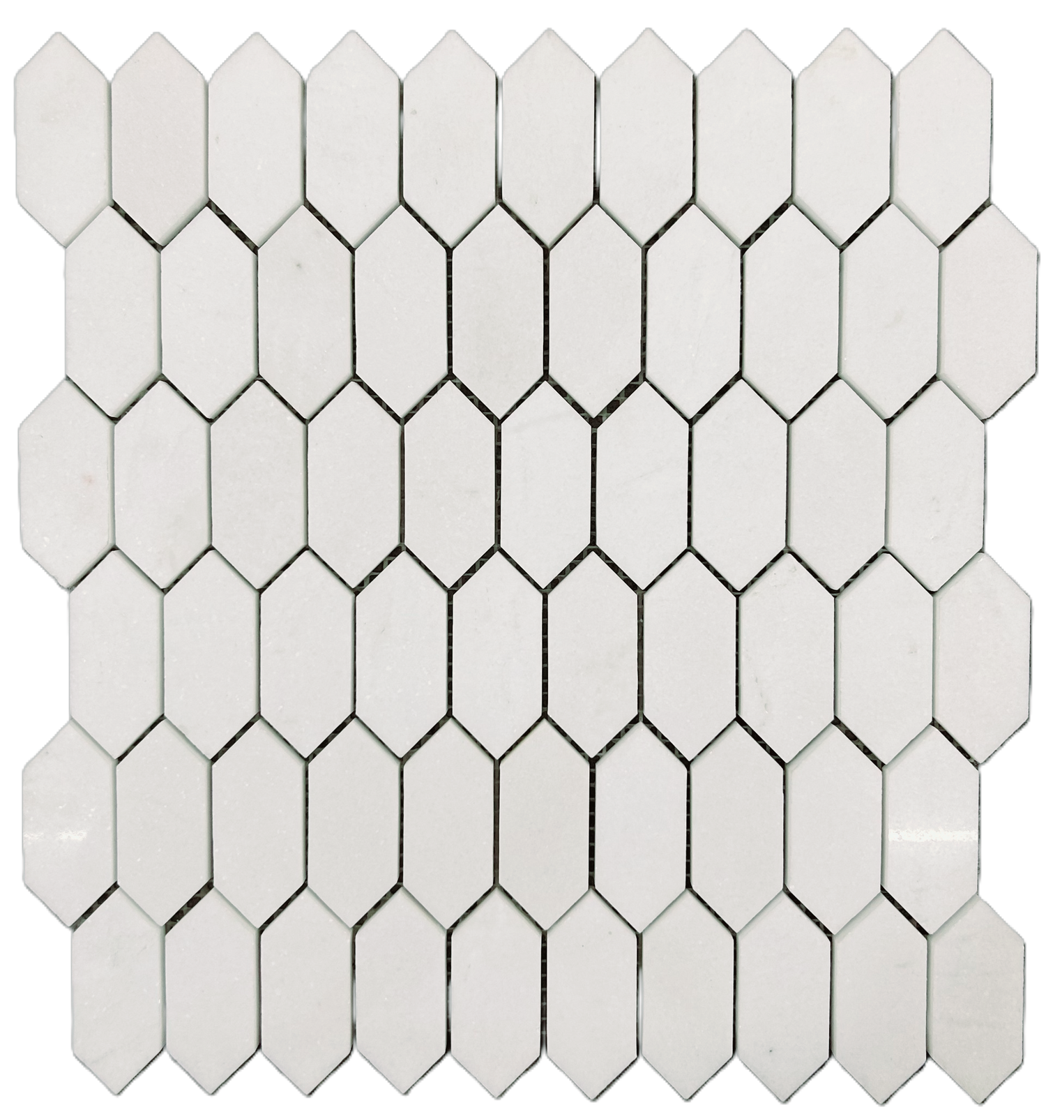 Elongated Hexagon Thassos White Marble Backsplash Mosaic Floor and Wall Tiles (10x12 inch) DP6016