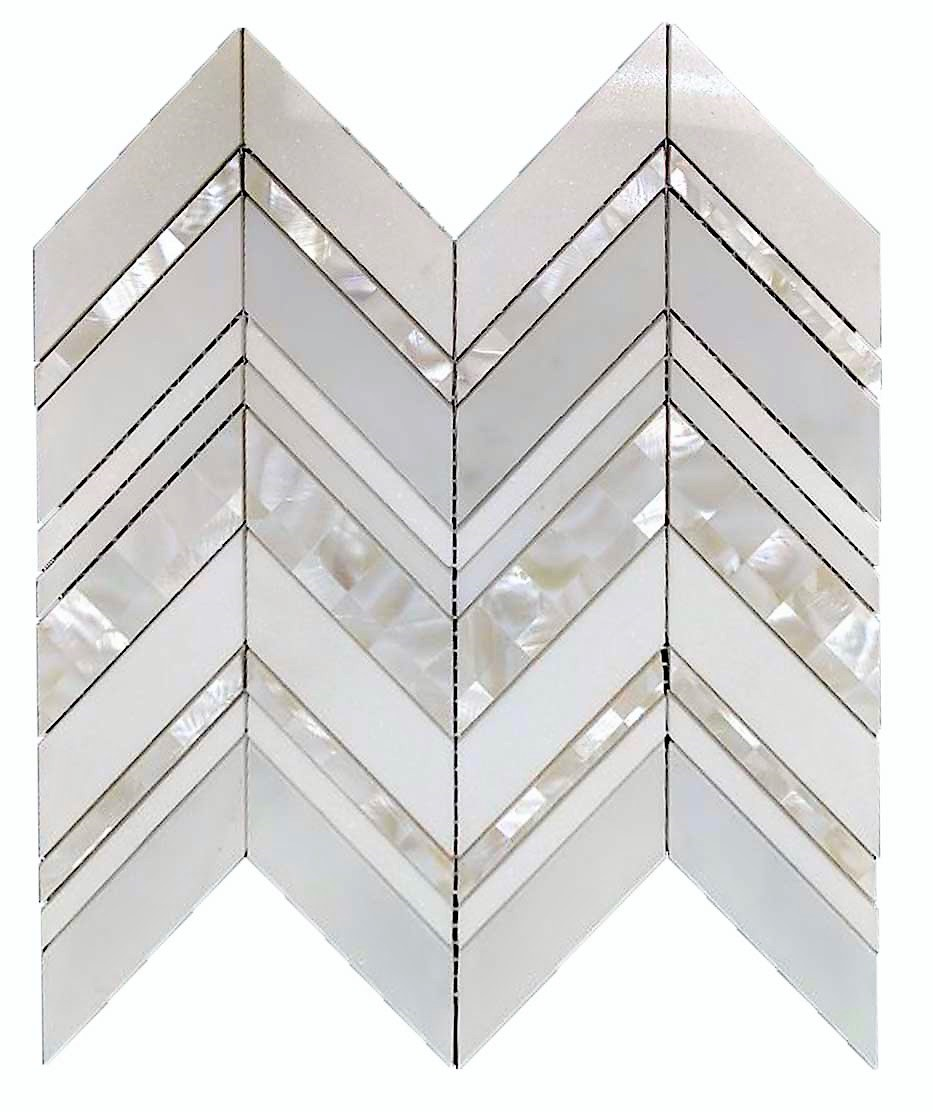 Mother of Pearl - Luxurious Chevron Backsplash Wall Tiles (11.5X12.5 inch) DP8665