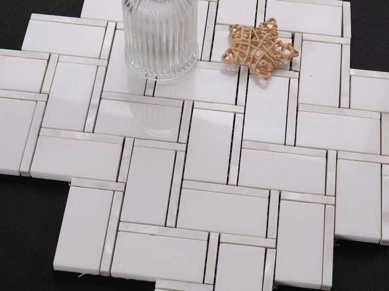 Mother of Pearl with Thassos Luxurious Backsplashes Wall Tiles ( 10.6x11 inch) DP8673