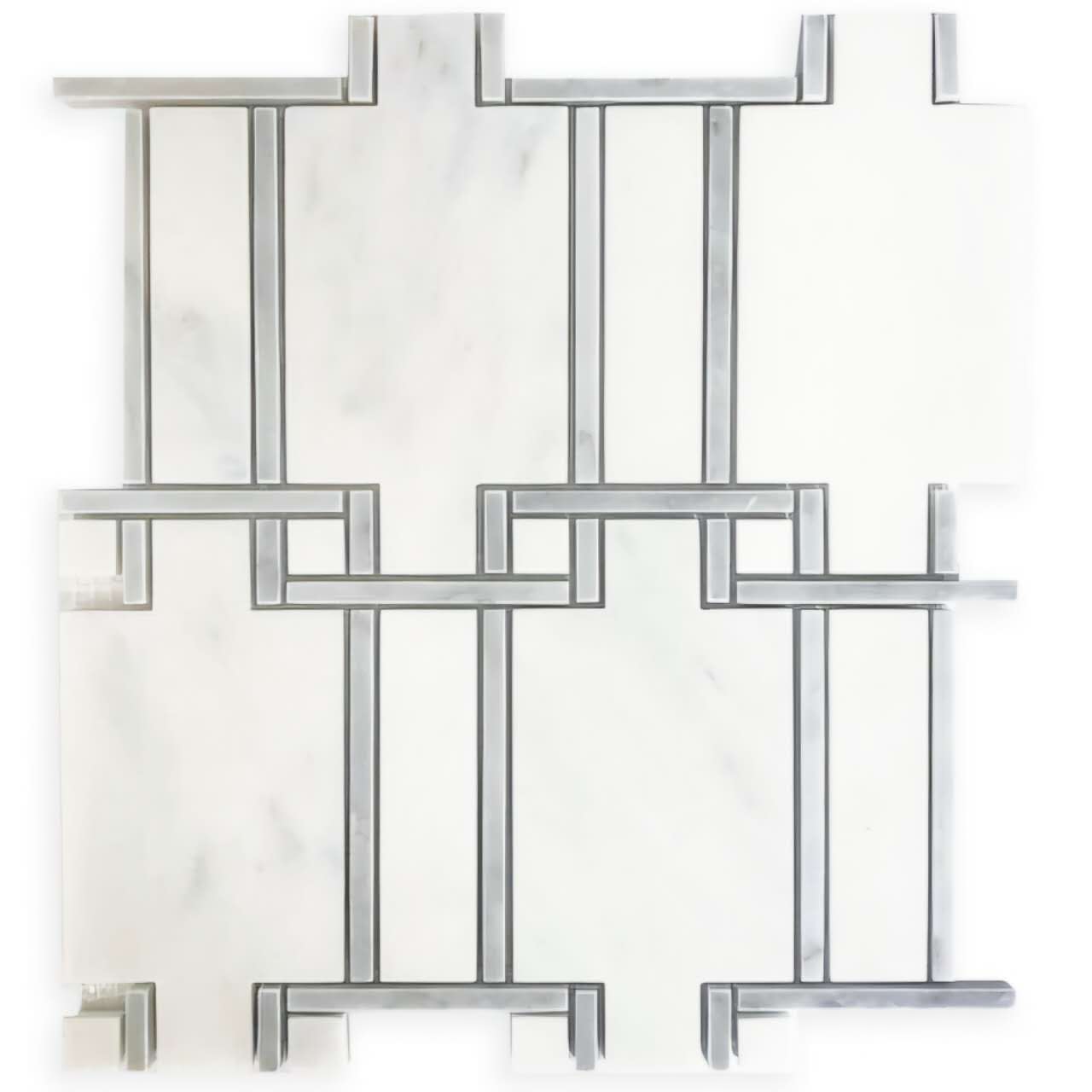 Artistic White and Grey Marble Backsplash Mosaic Floor and Wall tile  (10x11 inch) DP8943