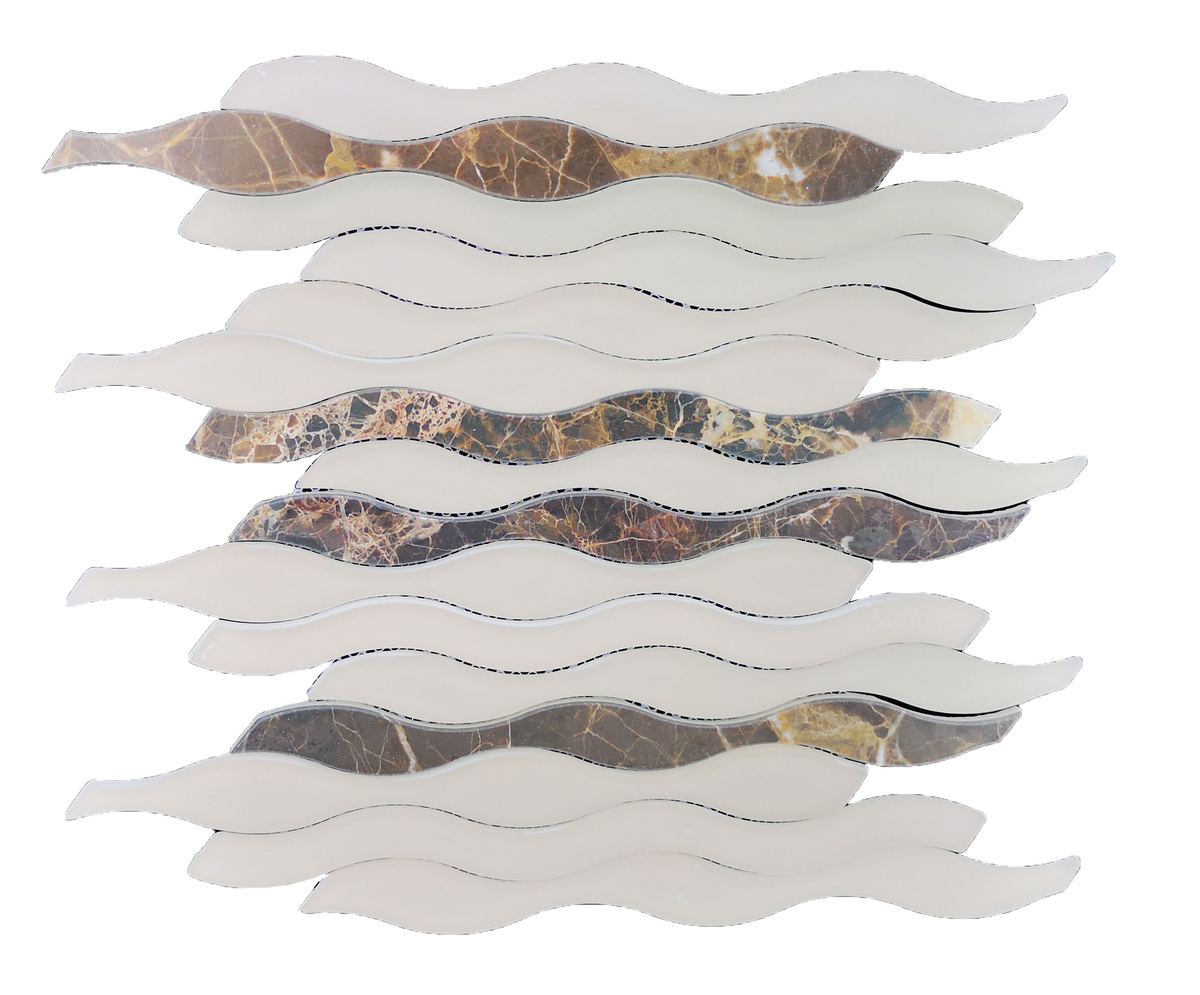 LASE WAVE STRIPS Marble Backsplash Mosaic Floor & Wall Tiles(12x12 inch) EW304