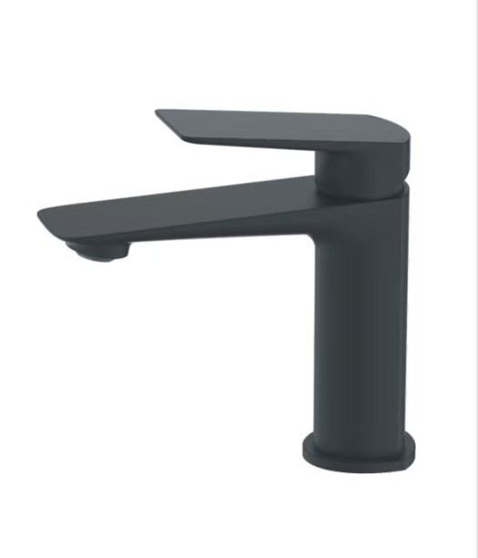 Black Single Hole Bathroom Vanity Faucet 1 Hole, Single Handle Bathroom Sink Faucet, Robinet monotrou Salle de bain, 304SUS Stainless Steel with Pure in-Built Copper (Triangular Body, Black)