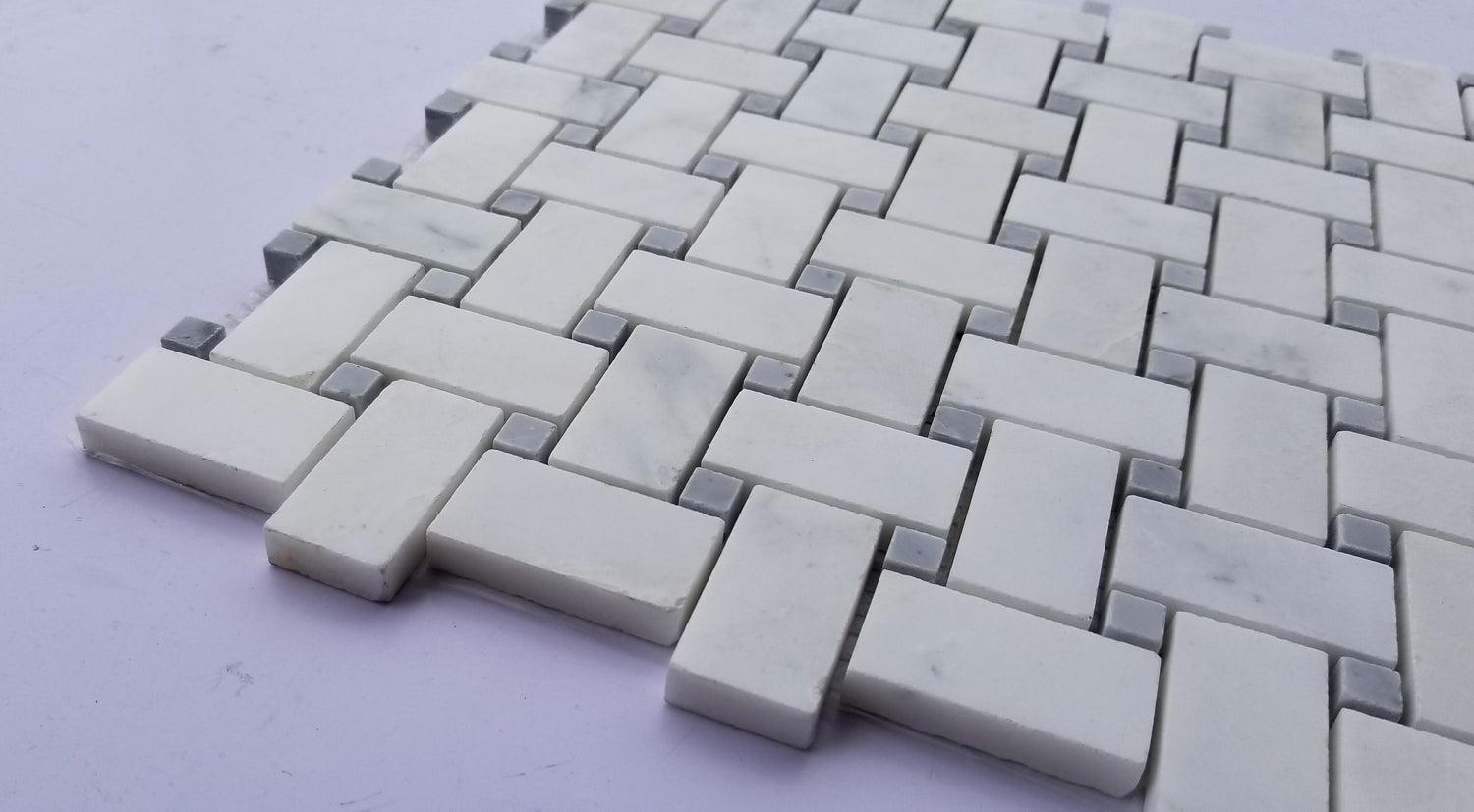 Oriental White 1x2 Basket Weave Marble Backsplash Mosaic Floor & Wall Tiles (12x12 inch)DP8601