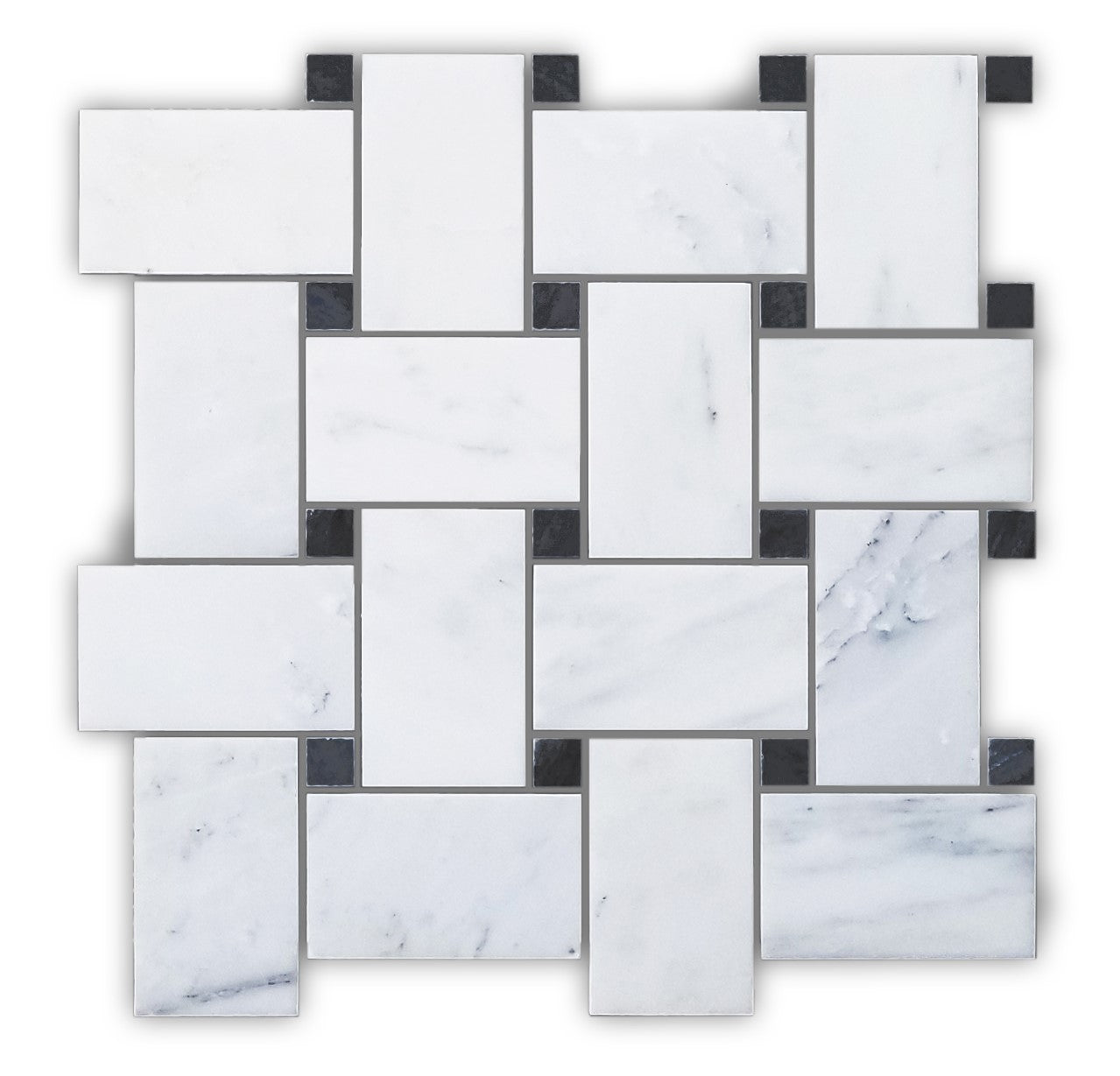 Oriental White Classic Basket Weave  Marble Backsplash Mosaic Floor & Wall Tiles (12x12 inch) DP8602