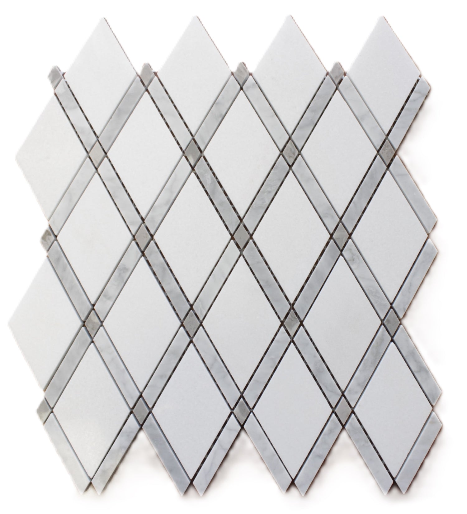 Oriental White and Grey Diamond Basket Weave Marble Backsplashes Floor & Wall Tiles ( 11.5x12 inch) DP8639