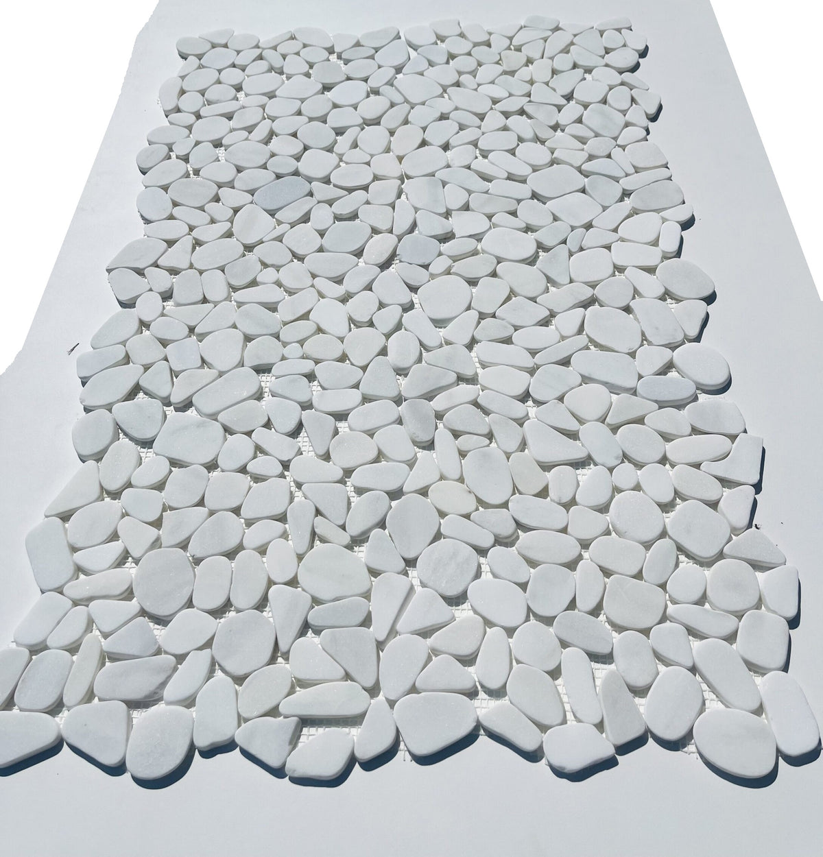 SNOWWHITE NATURAL RIVER STONE Marble Backsplash Mosaic Floor and Wall tile  (12x12 inch) MG642