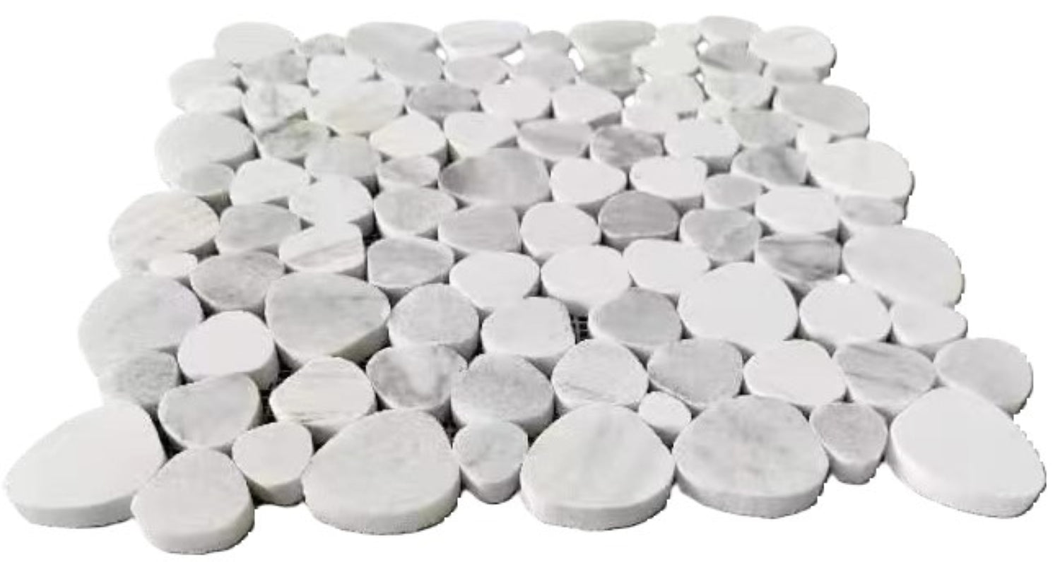 White and Grey Pebble Stone Marble Backsplash Mosaic Floor and Wall Tiles (12x12 inch) DP8646