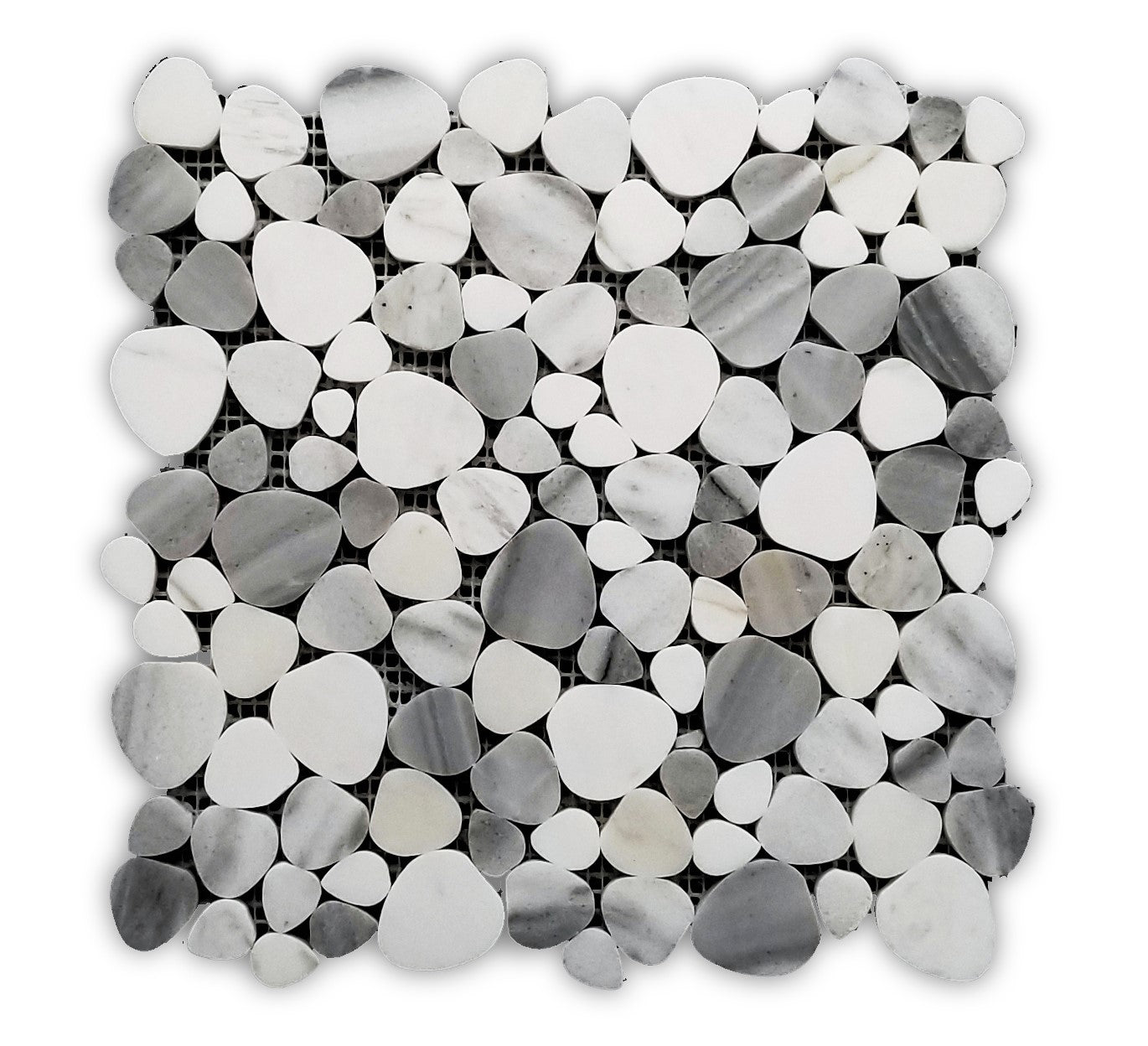 White and Grey Pebble Stone Marble Backsplash Mosaic Floor and Wall Tiles (12x12 inch) DP8646