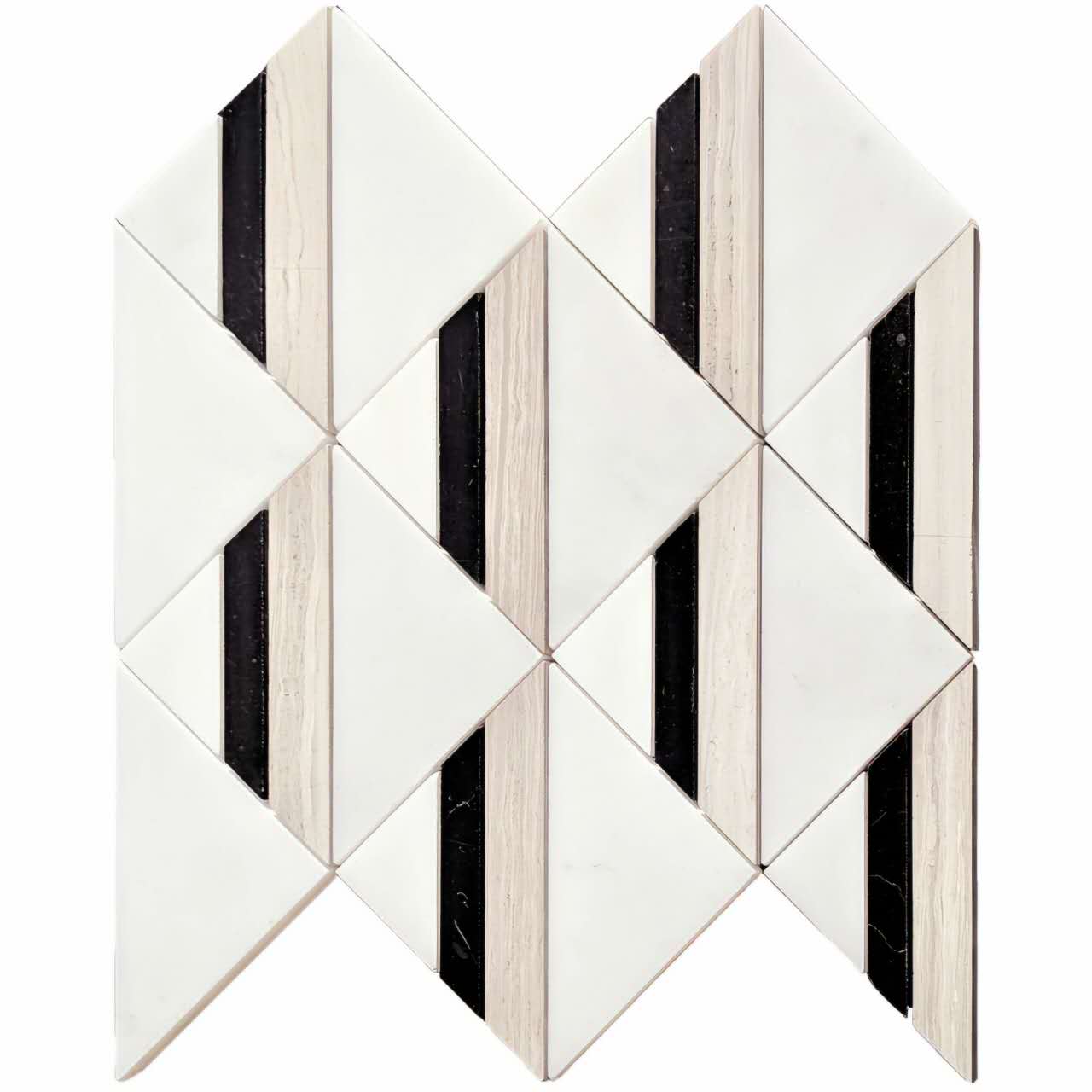 White, Black and Timber Marble Backsplash Mosaic Floor & Wall Tiles (12x12 inch) DP8664