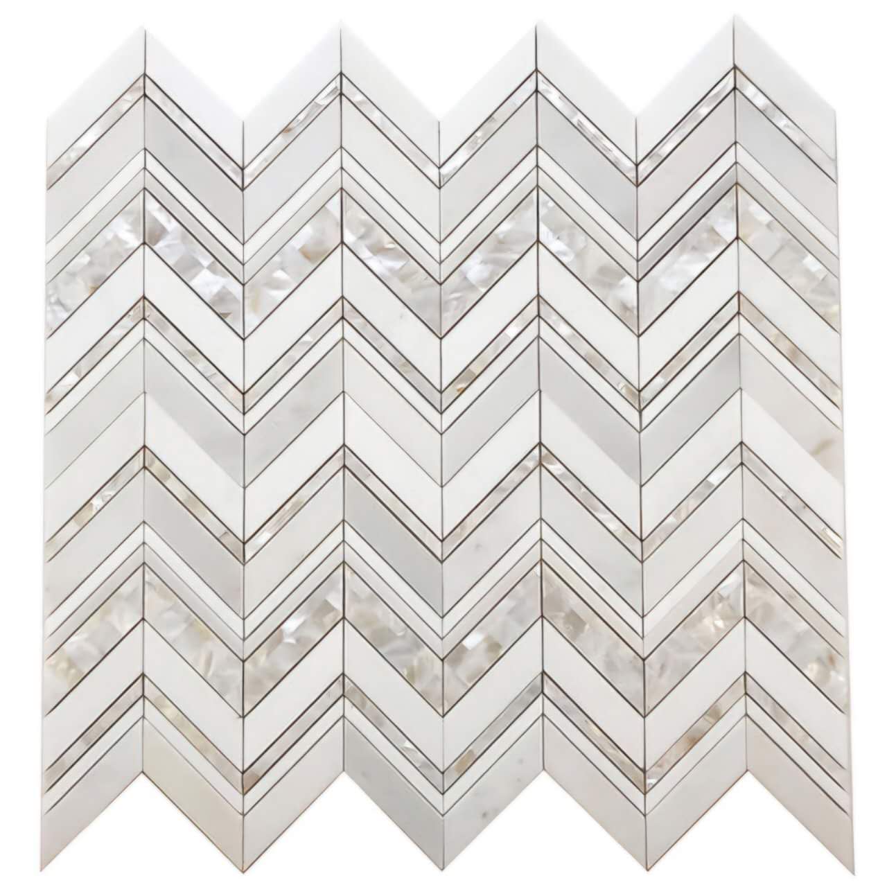 Mother of Pearl - Luxurious Chevron Backsplash Wall Tiles (11.5X12.5 inch) DP8665