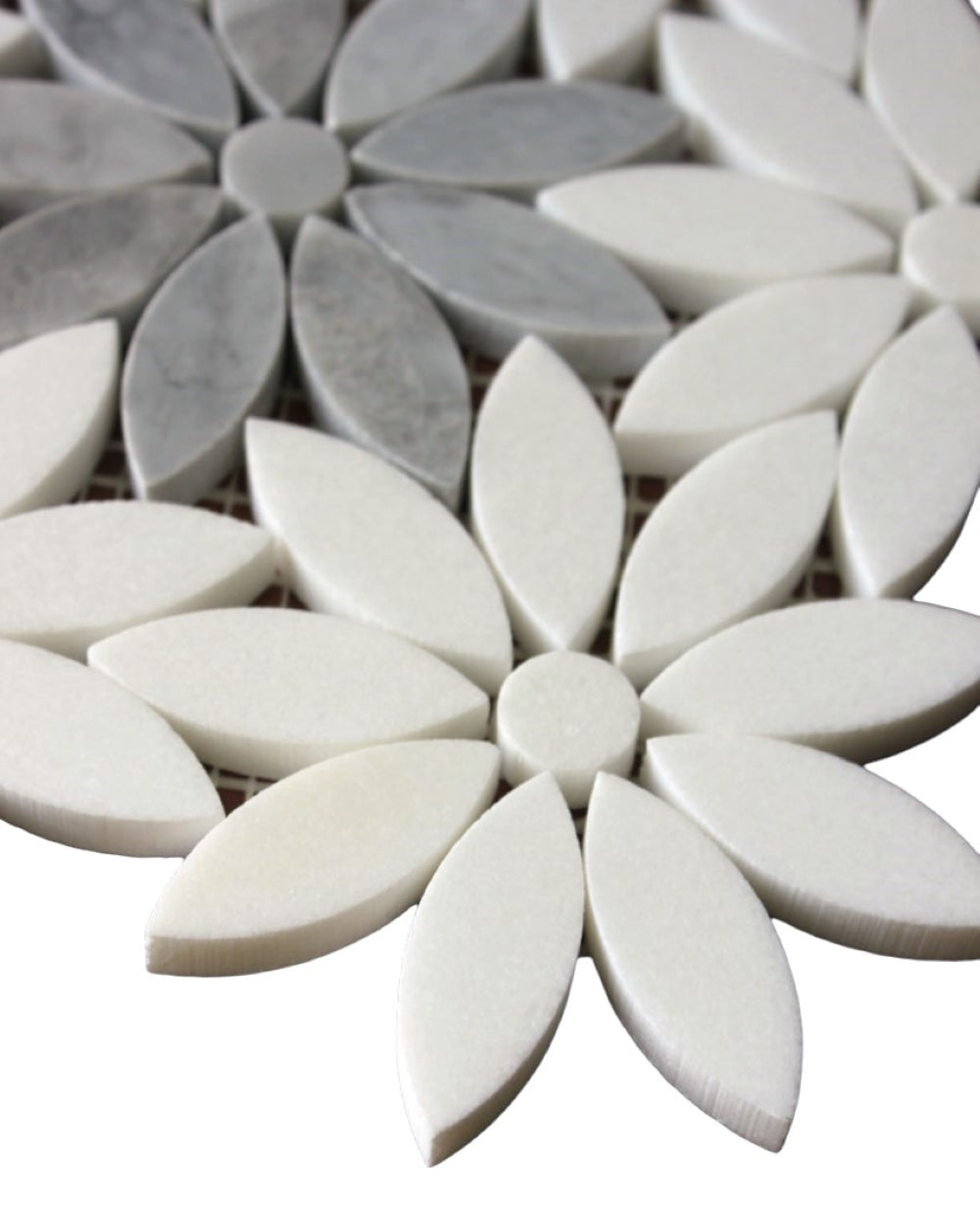 Artistic Floral White and Grey Marble Backsplash Mosaic Floor and Wall Tiles (9.5x11 inch) DP8681