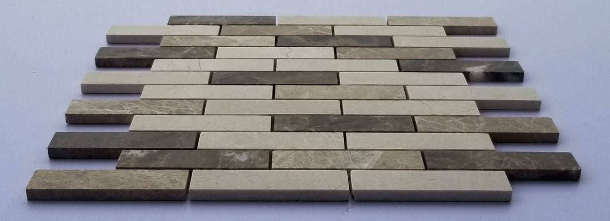 1x4 CREMA/EMPERADOR SUBWAY MIX Marble Backsplash Mosaic Floor and Wall tile  (12x12 inch) MG721