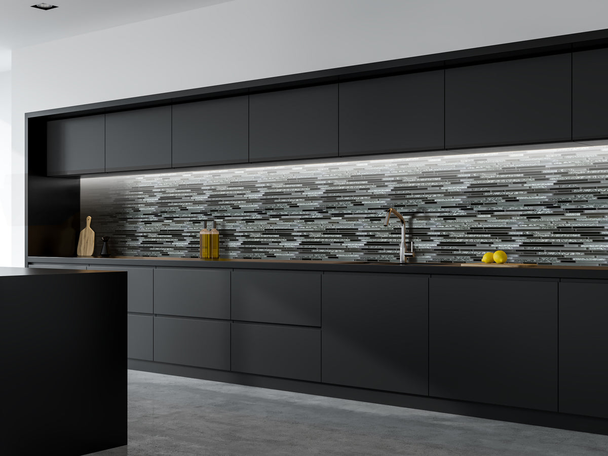 DENVER CHARCOAL STRIPS Backsplash Mosaic Floor and Wall tile  (12x12 inch) MG813