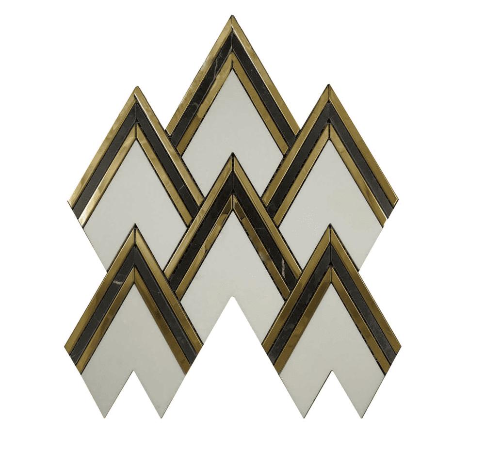 Aurora Gold Marble with Metal Backsplash Mosaic Wall Tiles ( 11x11 inch) DP8824