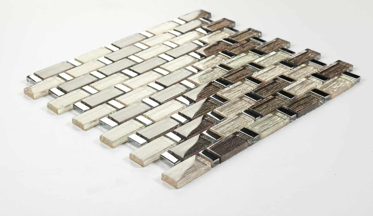 Metallic Textured Glass Subway  Backsplash Mosaic Wall Tiles (12x12 inch)  DP8855
