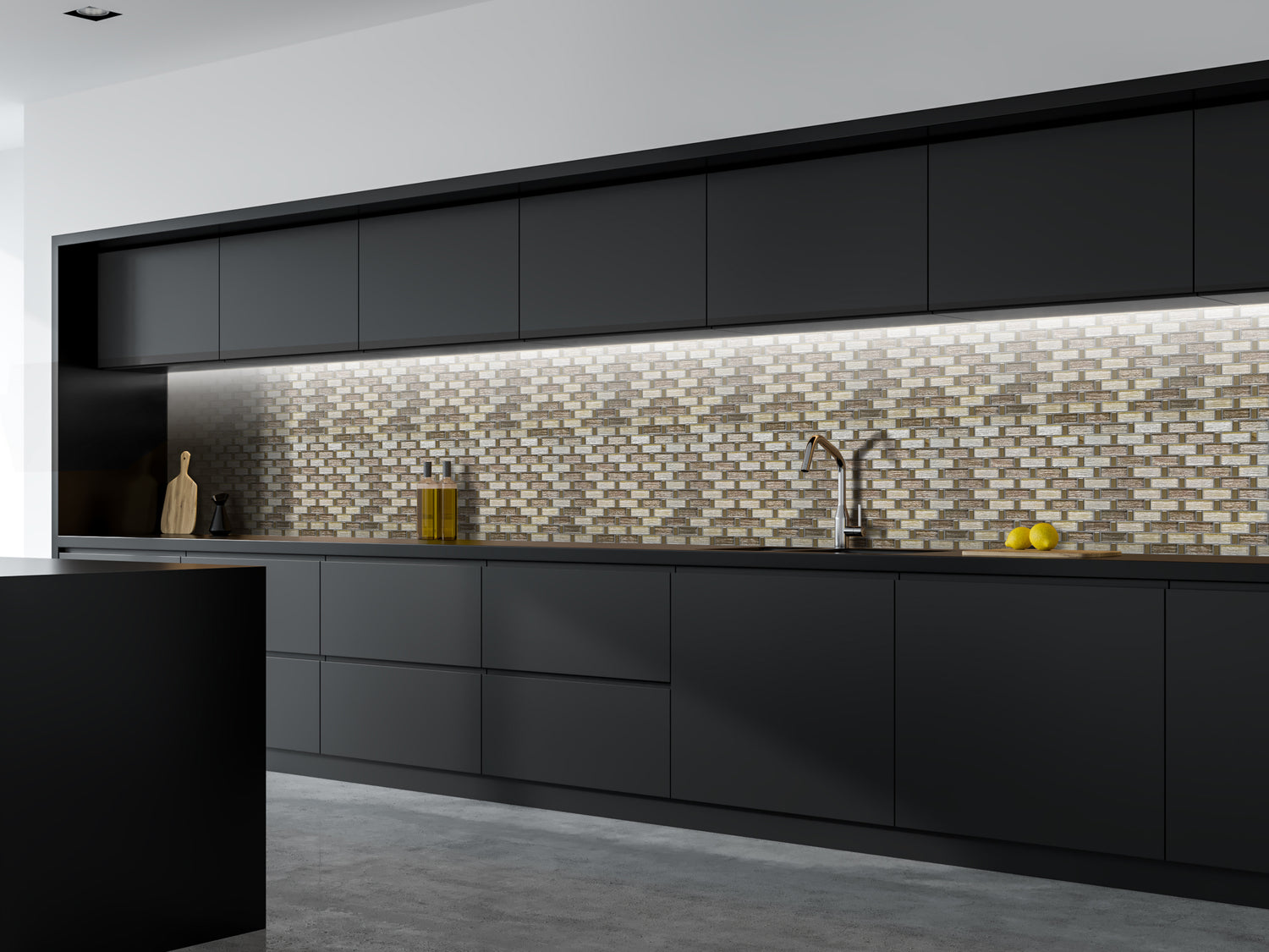 Metallic Textured Glass Subway  Backsplash Mosaic Wall Tiles (12x12 inch)  DP8855