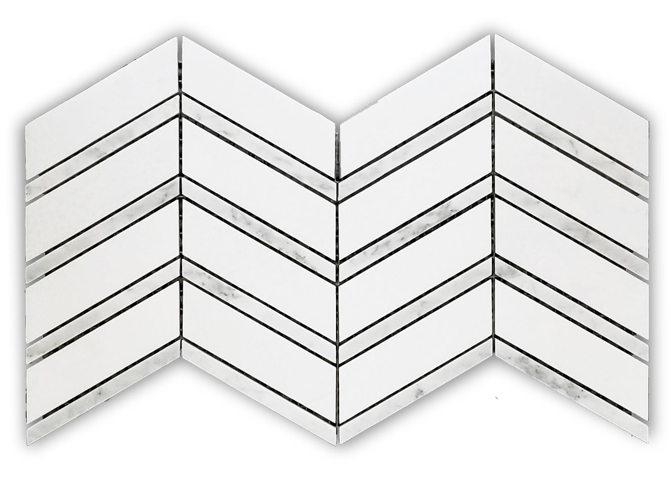 Oriental White Chevron Marble Backsplash Mosaic Floor & Wall Tiles (8.5x16 inch) DP8894