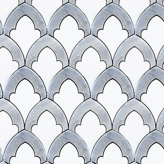 FLORAL ARCH WATERJET Marble Backsplash Mosaic Floor and Wall tile  (12x12 inch) MG913