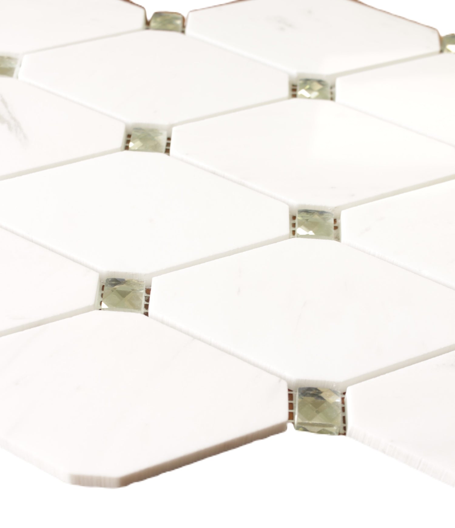 Crystal Diamond White Marble Mosaic Tile Luxurious Marble Backsplashes Wall tiles (11x11 inch)DP8945