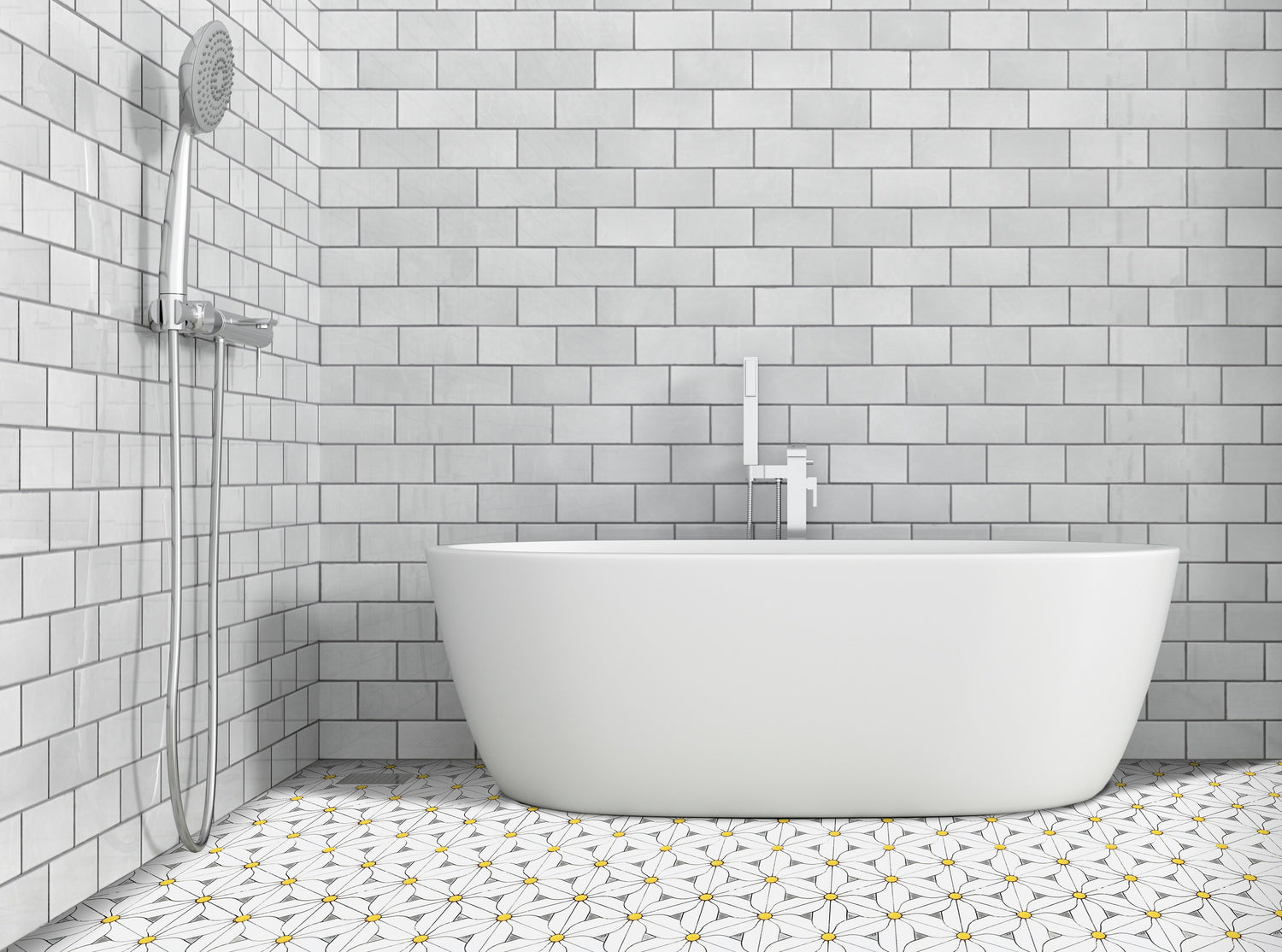 Artistic Gold Floral Thasso White and Metal Backsplash Mosaic Floor & Wall Tiles (12x12 inch)DP8974