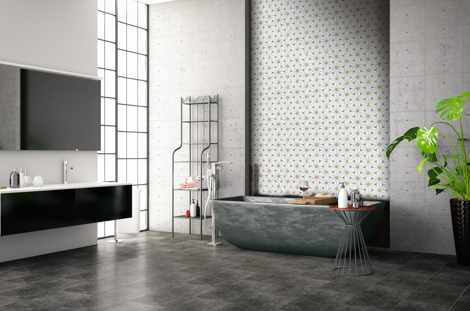 Artistic Gold Floral Thasso White and Metal Backsplash Mosaic Floor & Wall Tiles (12x12 inch)DP8974